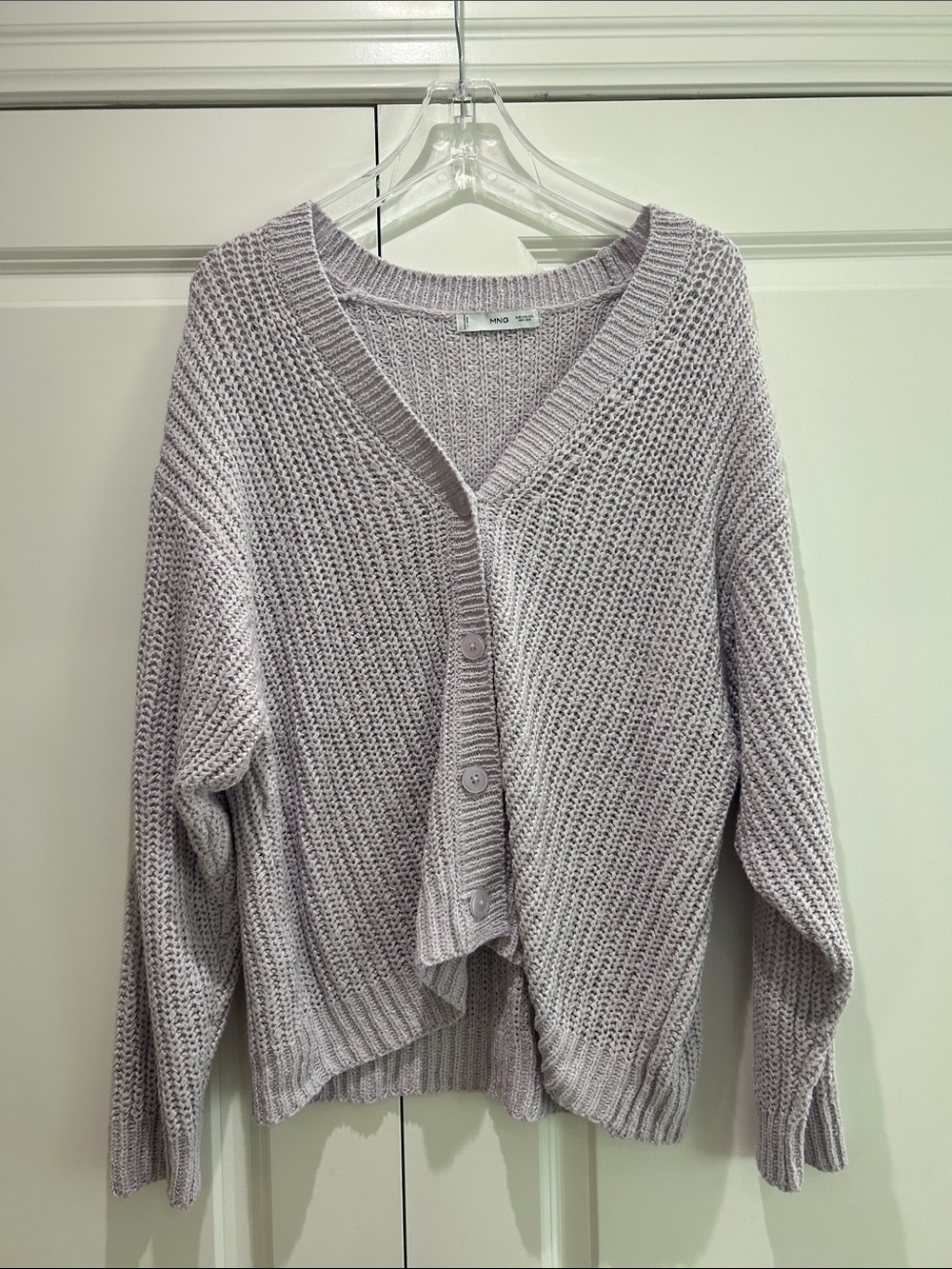 MANGO V-Neck Button Cardigan Sweater - Light Lavender